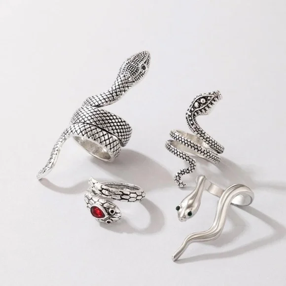 4pc Snake Design Rings - Picture 2 of 4